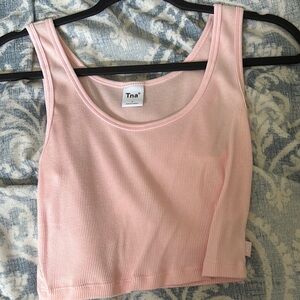TNA Pink Fitted Crop Tank Top
